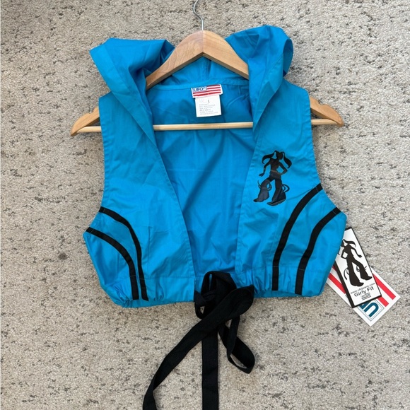 UFO NWT VINTAGE Y2K crop ultra rare!!! Size L Black and Blue Crop Tie Front Top - Picture 10 of 14